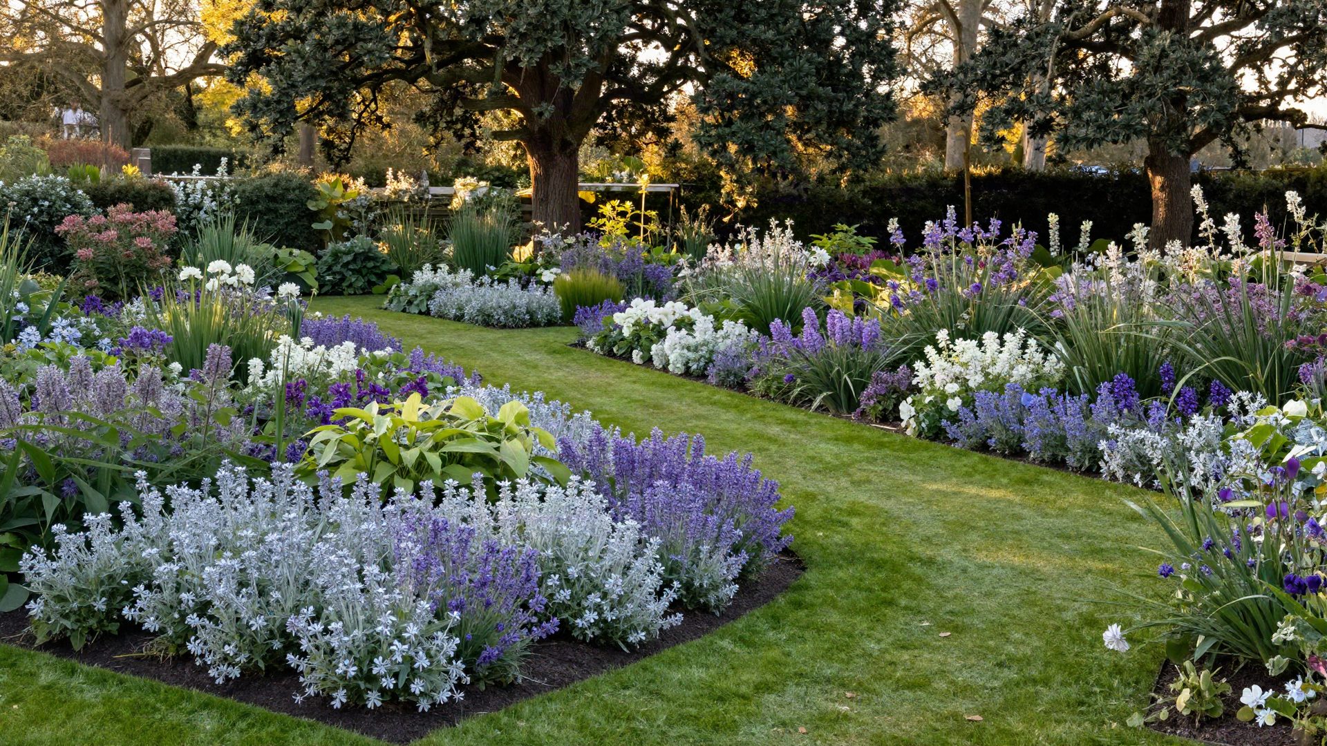 Een landelijke tuin met brede borders
